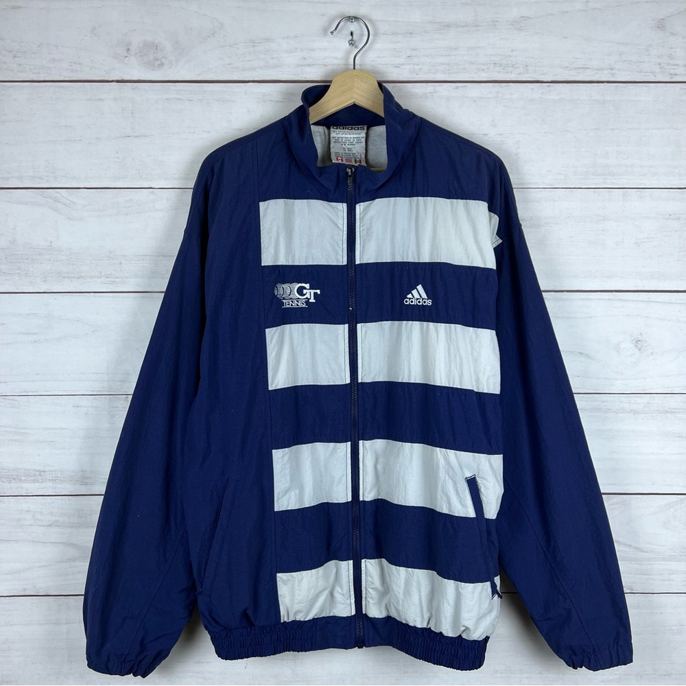 Vintage 1990s Adidas x Georgia Tech Tennis Windbreaker Jacket Large